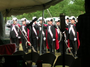 Knights of Columbus salute during Chapel in the Meadow